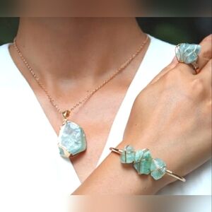 3 Pcs Copper Plated Natural Stone Jewelry Set